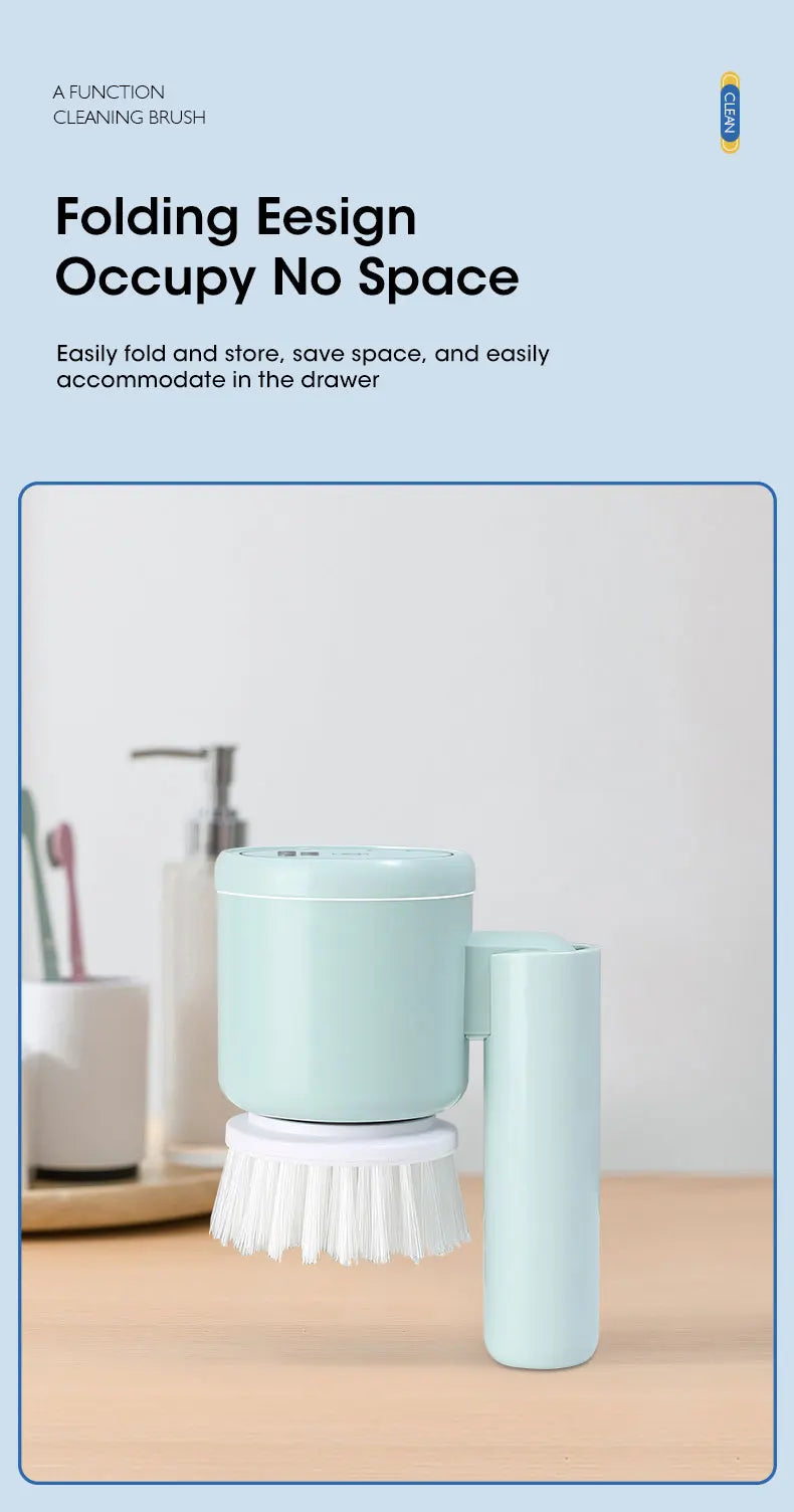 Cordless electric rotary scrubber with 5 replaceable brush heads, rechargeable bathroom and kitchen tile cleaning brush
