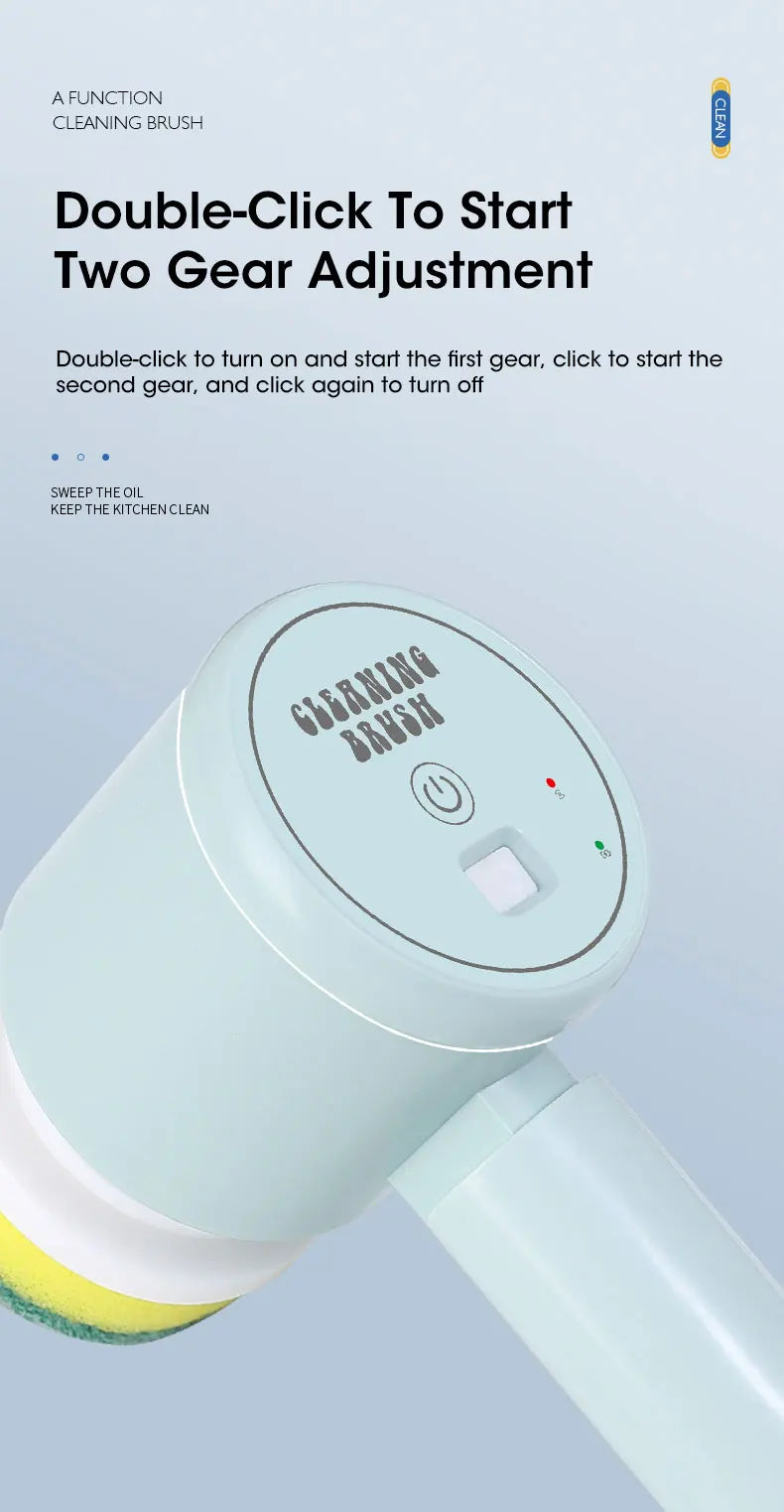 Cordless electric rotary scrubber with 5 replaceable brush heads, rechargeable bathroom and kitchen tile cleaning brush