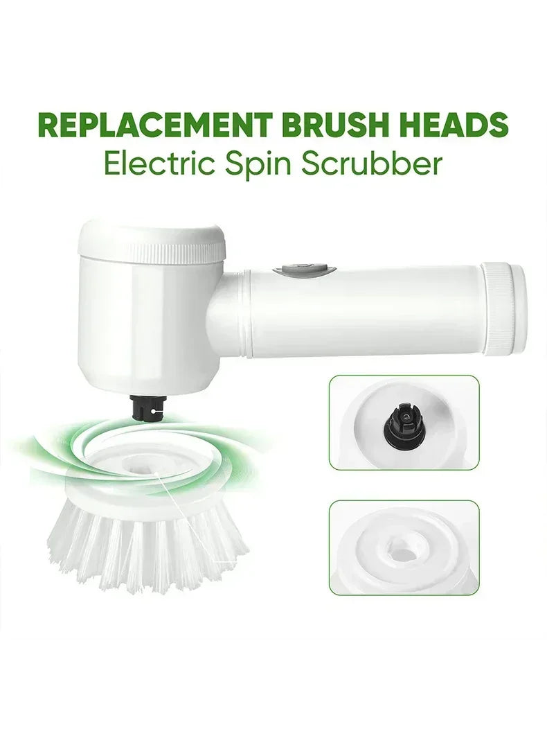 Cordless electric rotary scrubber with 5 replaceable brush heads, rechargeable bathroom and kitchen tile cleaning brush