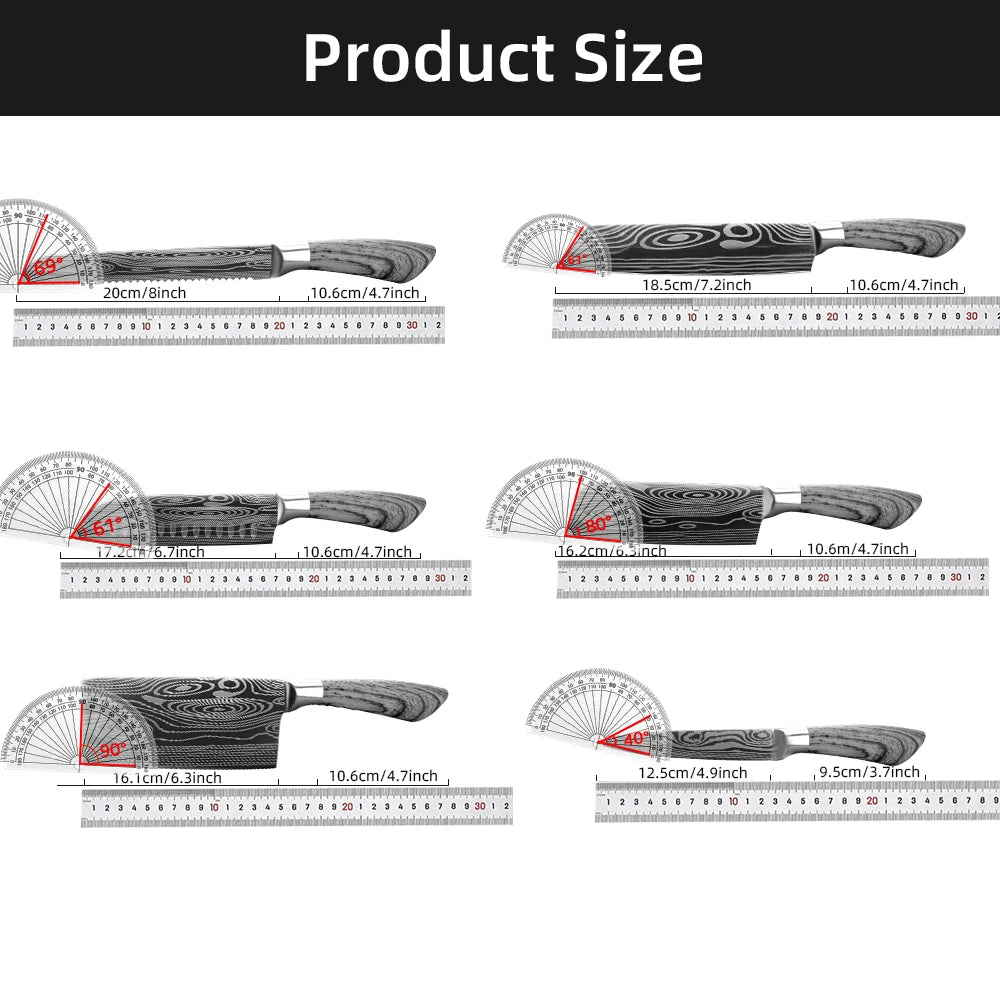 Kitchen Knife Damascus Laser Chef Knife 5 7 8 Inch Meat Cleaver Japanese Santoku Knive Butcher Slicing Cutter for Fish Vegetable