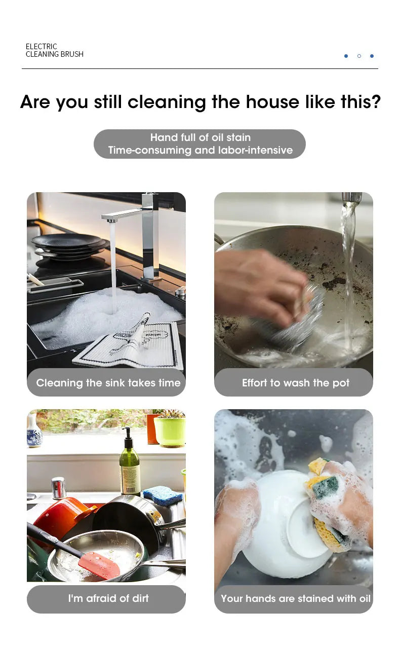 Cordless electric rotary scrubber with 5 replaceable brush heads, rechargeable bathroom and kitchen tile cleaning brush