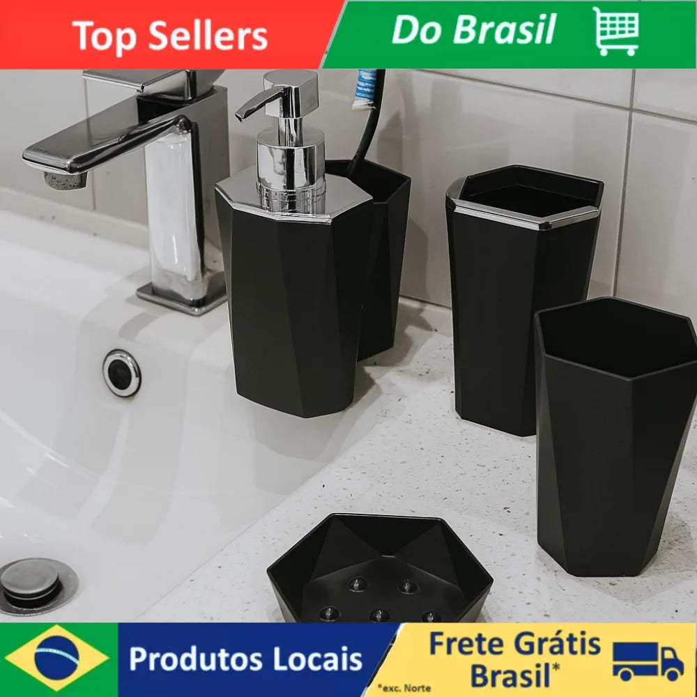 Luxuoso Conjunto De 4 Peças Saboneteira Lavabo Para Banheiro