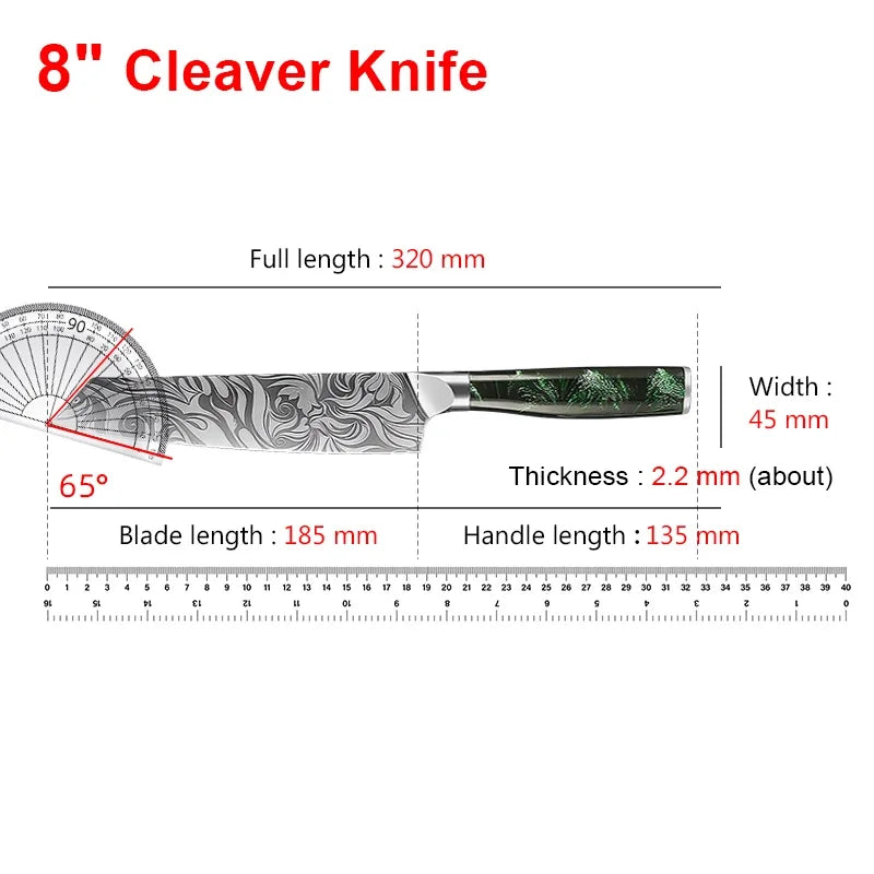 Kitchen Knife Chef Japanese Knife Laser Damascus Pattern Knife Cut Meat Fruit Bread Vegetable Boning Knife Slicing Utility Knife