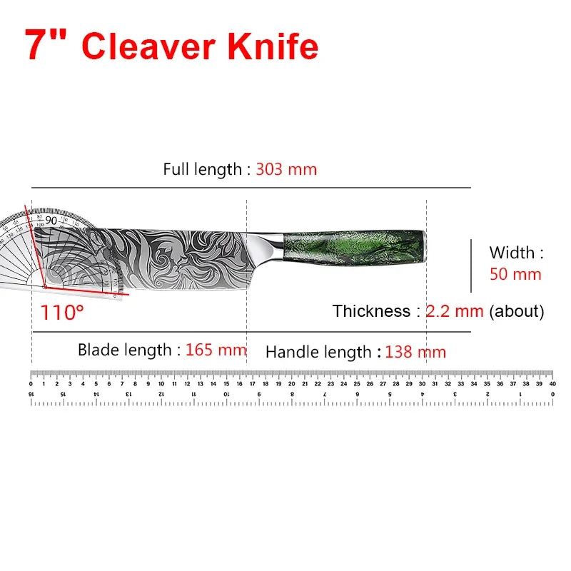 Kitchen Knife Chef Japanese Knife Laser Damascus Pattern Knife Cut Meat Fruit Bread Vegetable Boning Knife Slicing Utility Knife