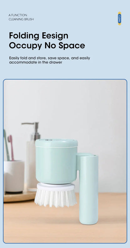 Cordless electric rotary scrubber with 5 replaceable brush heads, rechargeable bathroom and kitchen tile cleaning brush