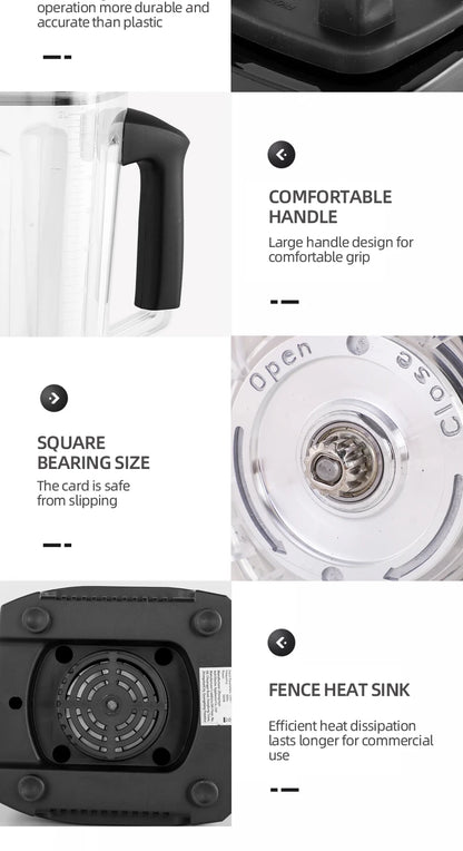 500W Heavy Duty Commercial Blender Stationary Mixer Ice Smoothies Appliances for Kitchen Professional High Power Food Processor