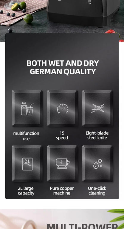 500W Heavy Duty Commercial Blender Stationary Mixer Ice Smoothies Appliances for Kitchen Professional High Power Food Processor