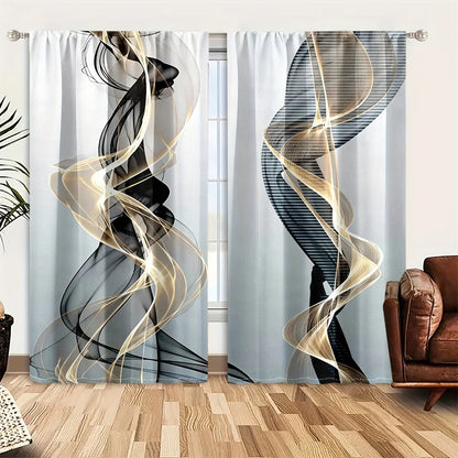 2pcs, geometric abstract three-dimensional curtains modern fashion curtains, suitable for living room bedroom home decoration