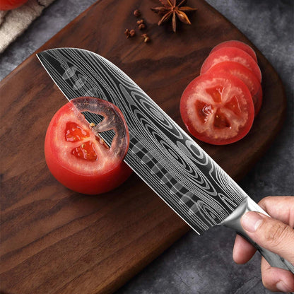 Kitchen Knife Damascus Laser Chef Knife 5 7 8 Inch Meat Cleaver Japanese Santoku Knive Butcher Slicing Cutter for Fish Vegetable