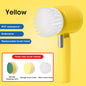 Cordless electric rotary scrubber with 5 replaceable brush heads, rechargeable bathroom and kitchen tile cleaning brush