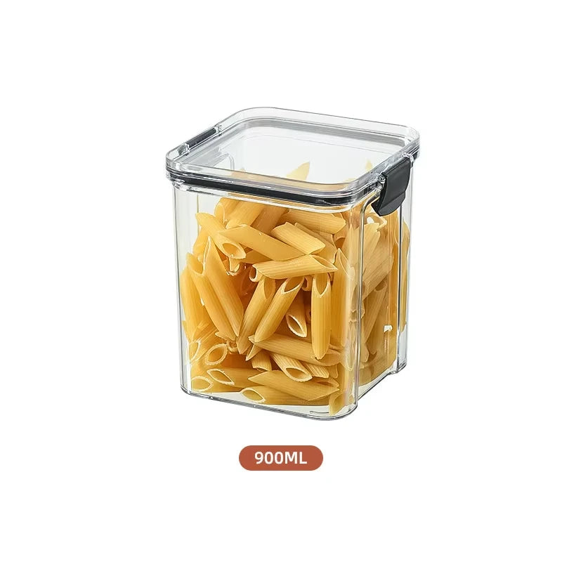 Kitchen Transparent Storage Box Rectangular Stackable Food Grade Sealed Tank Square Moisture-proof Storage Box Plastic New