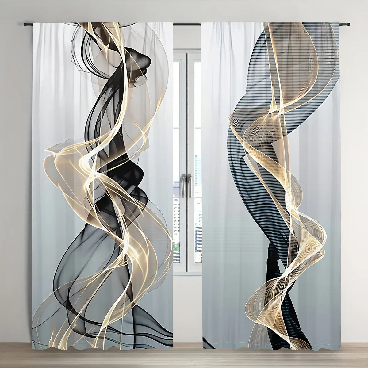 2pcs, geometric abstract three-dimensional curtains modern fashion curtains, suitable for living room bedroom home decoration