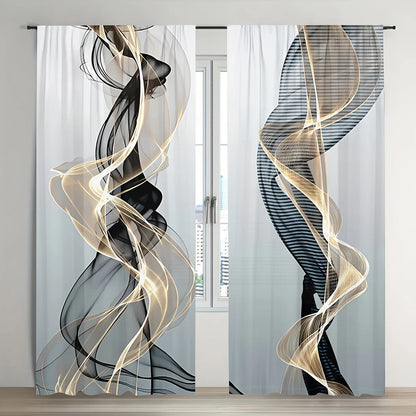2pcs, geometric abstract three-dimensional curtains modern fashion curtains, suitable for living room bedroom home decoration
