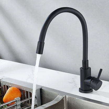 Black Stainless steel Kitchen Faucet Free bending of multiple angles Faucets Single Hole Hot and Cold Water Mixer Tap for Basin