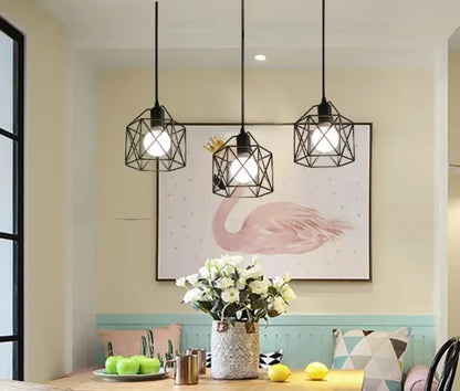 Popular Retro Simple Style Ceiling Light Hanging Lamp Industrial Hollow Out Design Iron Pendant Light for Living Room Restaurant