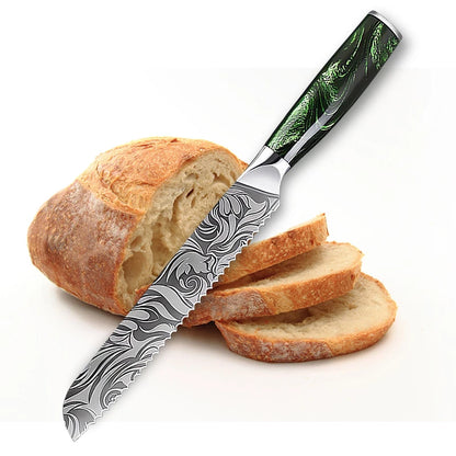 Kitchen Knife Chef Japanese Knife Laser Damascus Pattern Knife Cut Meat Fruit Bread Vegetable Boning Knife Slicing Utility Knife