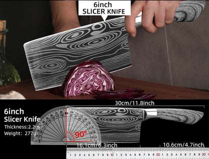 Kitchen Knife Damascus Laser Chef Knife 5 7 8 Inch Meat Cleaver Japanese Santoku Knive Butcher Slicing Cutter for Fish Vegetable