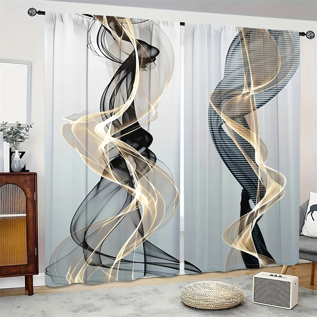 2pcs, geometric abstract three-dimensional curtains modern fashion curtains, suitable for living room bedroom home decoration