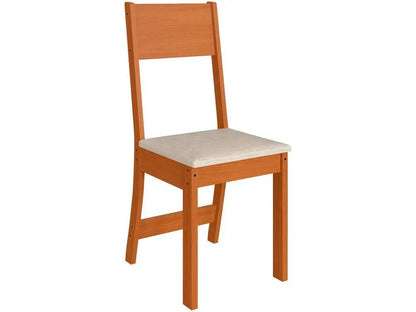 Dining Table 4 Chairs Rectangular Freijo and Off White Indekes Luiza