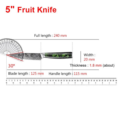 Kitchen Knife Chef Japanese Knife Laser Damascus Pattern Knife Cut Meat Fruit Bread Vegetable Boning Knife Slicing Utility Knife