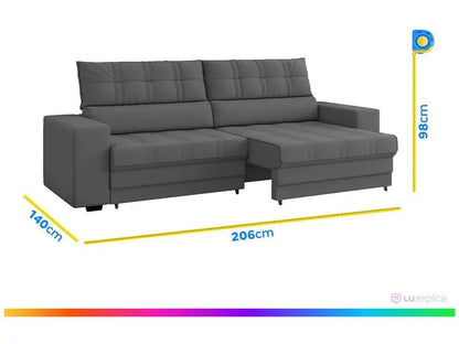 Retractable Sofa Reclining 3 Places Velvet Medelín Besthouse