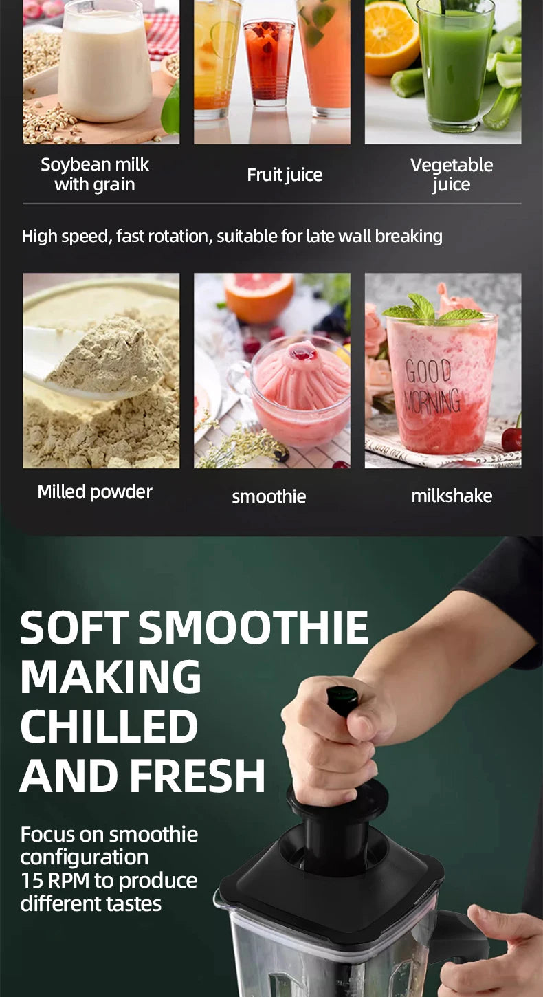 500W Heavy Duty Commercial Blender Stationary Mixer Ice Smoothies Appliances for Kitchen Professional High Power Food Processor