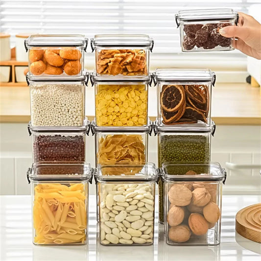 Kitchen Transparent Storage Box Rectangular Stackable Food Grade Sealed Tank Square Moisture-proof Storage Box Plastic New