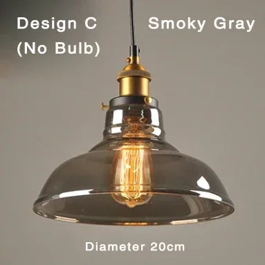 Vintage Dining Glass Hanging Russia Loft Luminaire Modern Bedroom Pendant Lamp with Clear Gray Amber Colour Light Fixtures