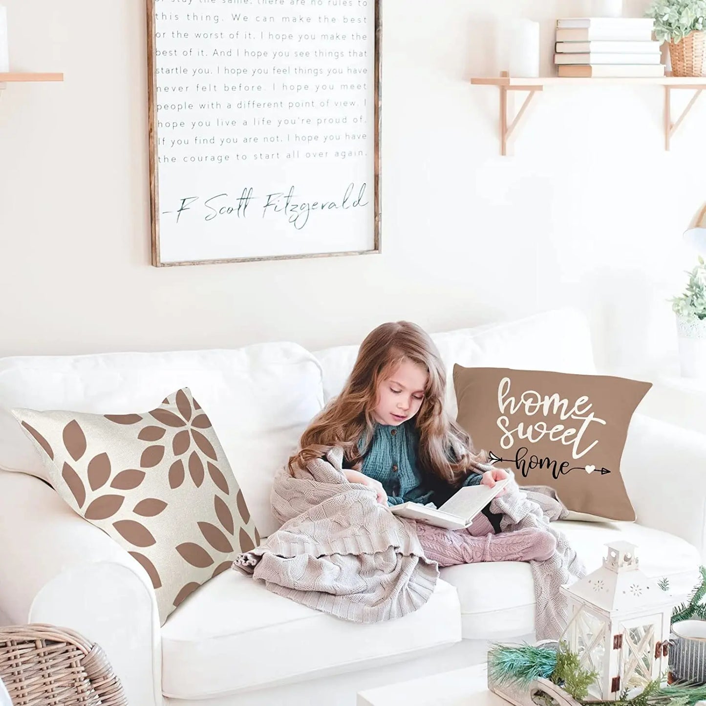 Brown Linen Geometric Cushion Cover, Home Decor, Good Pillowcase Decoration for Bedroom, Sofa, Chair, Bed, Garden, Car