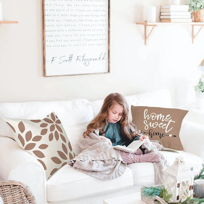 Brown Linen Geometric Cushion Cover, Home Decor, Good Pillowcase Decoration for Bedroom, Sofa, Chair, Bed, Garden, Car