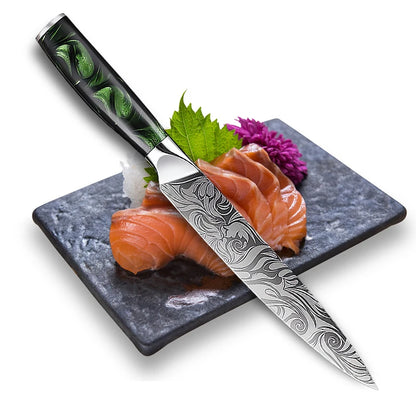 Kitchen Knife Chef Japanese Knife Laser Damascus Pattern Knife Cut Meat Fruit Bread Vegetable Boning Knife Slicing Utility Knife