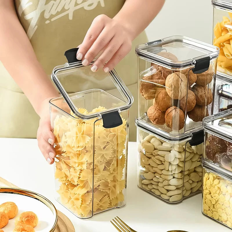 Kitchen Transparent Storage Box Rectangular Stackable Food Grade Sealed Tank Square Moisture-proof Storage Box Plastic New