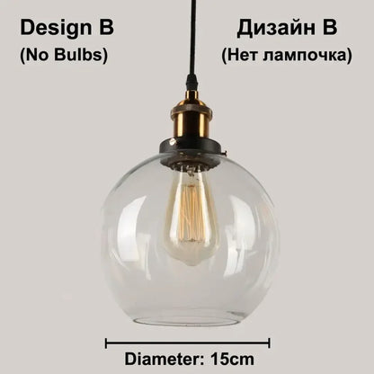 Vintage Dining Glass Hanging Russia Loft Luminaire Modern Bedroom Pendant Lamp with Clear Gray Amber Colour Light Fixtures