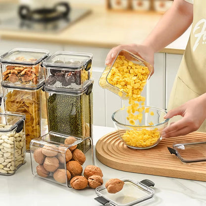 Kitchen Transparent Storage Box Rectangular Stackable Food Grade Sealed Tank Square Moisture-proof Storage Box Plastic New