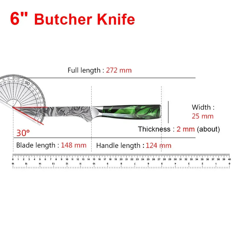Kitchen Knife Chef Japanese Knife Laser Damascus Pattern Knife Cut Meat Fruit Bread Vegetable Boning Knife Slicing Utility Knife