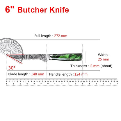 Kitchen Knife Chef Japanese Knife Laser Damascus Pattern Knife Cut Meat Fruit Bread Vegetable Boning Knife Slicing Utility Knife