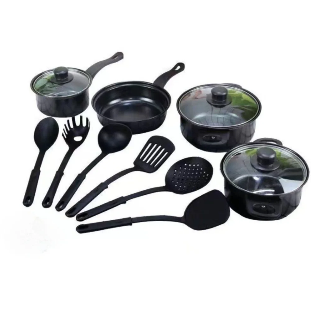 13pcs Durable Non Stick Cookware Set Maifanstone Multifunctional Soup Milk Pot Kitchen Utensil Frying Pan Household