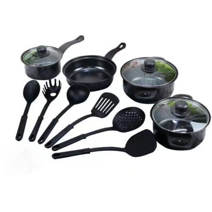 13pcs Durable Non Stick Cookware Set Maifanstone Multifunctional Soup Milk Pot Kitchen Utensil Frying Pan Household