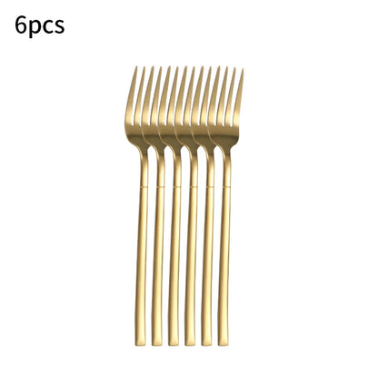 6/30pcs Stainless steel cutlery set, high-end steak knife, fork, dessert spoon, suitable for restaurant banquets parties