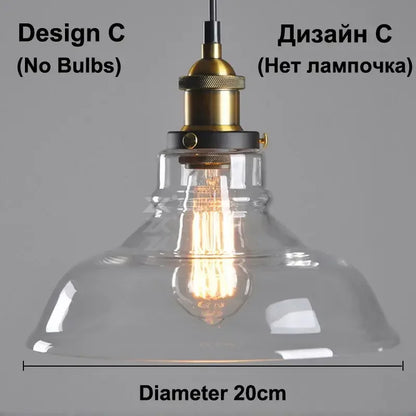 Vintage Dining Glass Hanging Russia Loft Luminaire Modern Bedroom Pendant Lamp with Clear Gray Amber Colour Light Fixtures