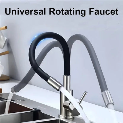 Black Stainless steel Kitchen Faucet Free bending of multiple angles Faucets Single Hole Hot and Cold Water Mixer Tap for Basin