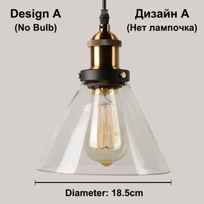 Vintage Dining Glass Hanging Russia Loft Luminaire Modern Bedroom Pendant Lamp with Clear Gray Amber Colour Light Fixtures