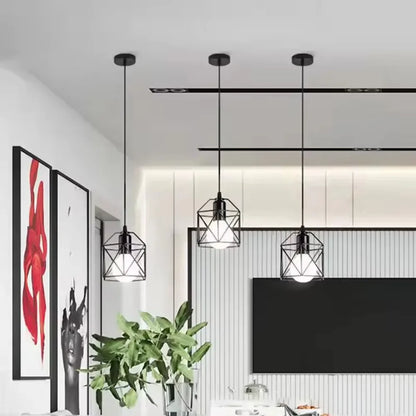 Popular Retro Simple Style Ceiling Light Hanging Lamp Industrial Hollow Out Design Iron Pendant Light for Living Room Restaurant
