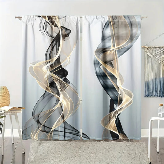 2pcs, geometric abstract three-dimensional curtains modern fashion curtains, suitable for living room bedroom home decoration