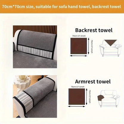 Contrast Hem Twill Chenille Sofa Cover for All Seasons Living Room Non-slip Sofa Seat Cover Couch Slipcover, Sofa Towel