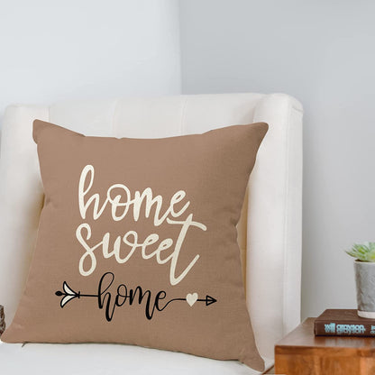 Brown Linen Geometric Cushion Cover, Home Decor, Good Pillowcase Decoration for Bedroom, Sofa, Chair, Bed, Garden, Car