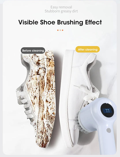 Cordless electric rotary scrubber with 5 replaceable brush heads, rechargeable bathroom and kitchen tile cleaning brush