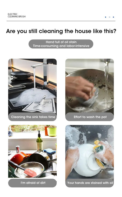 Cordless electric rotary scrubber with 5 replaceable brush heads, rechargeable bathroom and kitchen tile cleaning brush